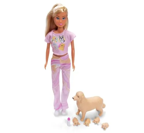 Produktbild Simba Steffi Love Welcome Puppies – Modepuppe mit trächtiger Hundemama und 2-4 Welpen, inkl. Hundekorb und Zubehör, Puppen-Set für Kinder, 29 cm, ab 3 Jahren