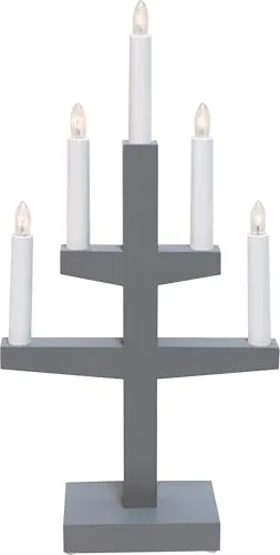 Star Fensterleuchter Trapp, 5Flammig, Holz, Grau3 X 50 Ml