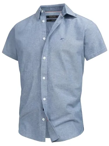 Indicode Herren INKenner Kurzarm-Hemd – Monaco Blue, 100% Baumwolle - Stylisches Kurzarmhemd für Herren in Monaco Blue, ideal für den Alltag oder das Büro. Mit klassischem Kragen und durchgehender Knopfleiste bietet es modernen Komfort und ist aus hautfreundlicher, atmungsaktiver Baumwolle gefertigt.