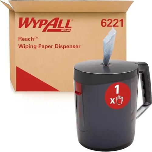 Kimberly Clark WypAll Reach Putztuchrollenspender - Praktischer Wand- und Tragbarer Spender für Reinigungstücher, ideal für Service und Einzelhandel. Flexibel montierbar und ästhetisches Design für jeden Einsatzort.