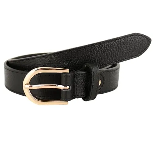 MIRROSI Ledergürtel Damen Herren Gürtel, Made in Italy, 3cm breit (Schwarz (Goldene Schnalle), 90cm)