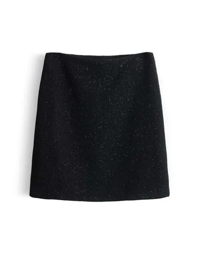someday Damen Minirock | OGLITZ Minirock aus schimmernder Bouclé Optik Black, 42