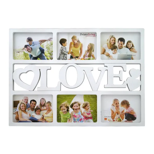 LOVE Bildergalerie für 6 Bilder in 3D Optik Bilderrahmen Fotorahmen Weiß P-094