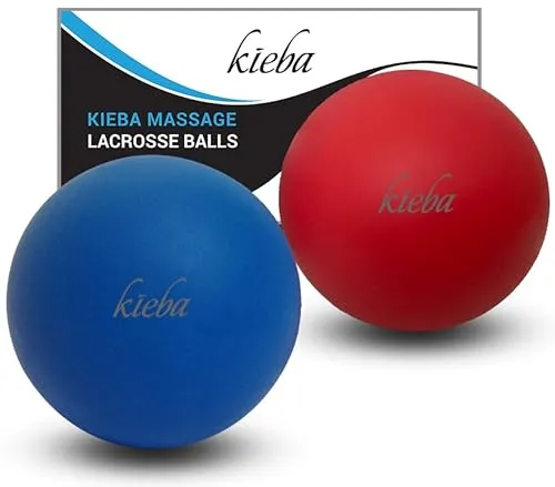 Massage Lacrosse Ball für Myofasziale Entspannung, Triggerpunkt-Therapie, Muskelknoten und Yoga-Therapie, 2 Stück Feste Bälle (Blau und Rot)