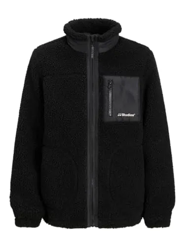 JACK & JONES Boy Teddyfell Jacke - Stilvolle Teddyfell Jacke für Jungen im Regular Fit mit Stehkragen. Hergestellt aus 50% recyceltem Polyester für ein nachhaltiges Tragegefühl.