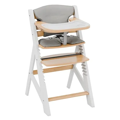 Tulano Morsel 40 Kinderhochstuhl Holz – Mitwachsender Hochstuhl Baby 4in1 – Hochstuhl mit Tisch – 11-fach Verstellbar – Für Kinder ab 6 Monate bis 12 Jahre – Belastbar bis 40 kg – Eiche Weiß