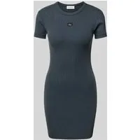 Damen Jersey-Minikleid WASHED WOVEN LABEL RIB DRESS L in grau von Calvin Klein