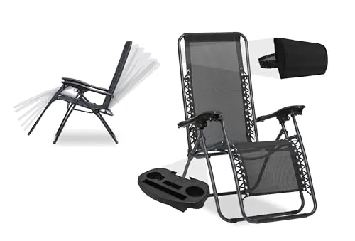 sunnypillow Klappbare Sonnenliege mit Getränkehalter - Wetterfeste Gartenliege mit verstellbarer Rückenlehne und Kopfkissen für höchsten Komfort. Ideal für Garten, Balkon oder Terrasse!