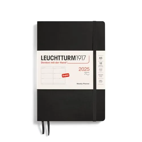 Produktbild LEUCHTTURM1917 370784 Wochenkalender Medium (A5) 2025, Softcover, Schwarz, Englisch