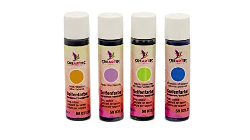 CREARTEC Natürliche Seifenfarbe Transparent - Seifenherstellung/Seifenkreationen - Farben: Flieder, Ultramarin, Lindgrün, Tabak - Inhalt: 40ml - Made in Germany