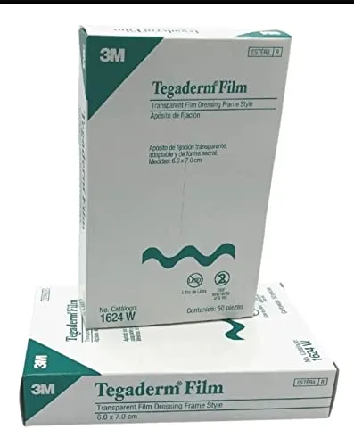 Tegaderm 3M Film 6x7 cm 1624w, 100 St - Erste-Hilfe-Heftpflaster & Verbandsmaterial, wasserfester und atmungsaktiver Film für optimalen Wundschutz und Komfort.
