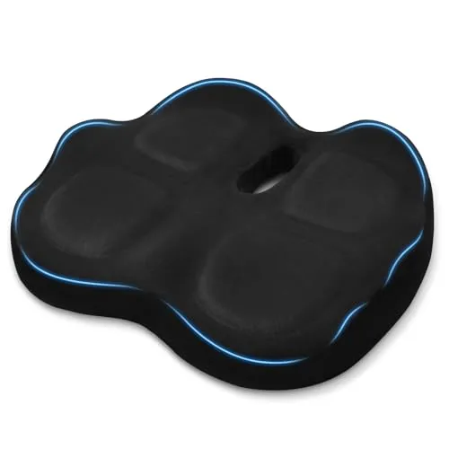 Retazly Sitzkissen Orthopädisch mit Memory Foam, Ergonomisches Steißbeinkissen für Bürostuhl, Auto & Rollstuhl, Steißbeinentlastung und Sitzkomfort, mit Rutschfester Boden, Schwarz