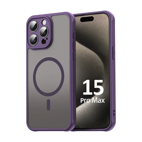 Magsafe Handyhülle für Apple iPhone 15 Pro Max Matt Case Schutzhülle Lila