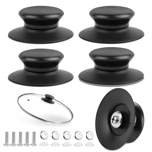 Stück Topfdeckelknopf, Topfdeckelgriff, Topfdeckel Griff Universal, Pan Lid Cover Knöpfe, Deckelknopf, Topfgriff, Ersatzknöpfe Griffe, mit Schraubenzubehör, für Topfdeckel, Ersatzknöpfe, Kasserolle 5