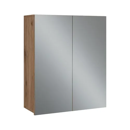 Vicco Badezimmerspiegelschrank Takumi, 60 x 70 cm, braun - Moderner Spiegelschrank mit 3 geschlossenen Ablagefächern, ideal für die Ordnung im Bad. Robuste Spanplatte in Artisan-Optik sorgt für stilvolle Akzente.
