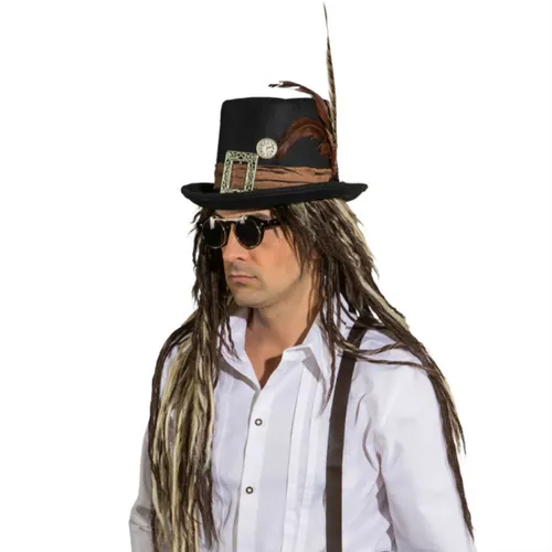 Gothic Hut mit Federn für Erwachsene Viktorianischer Stil für Halloween und Karn