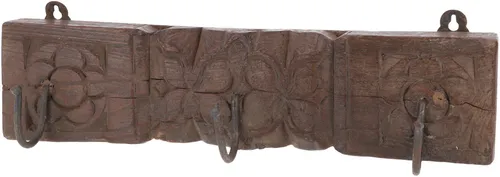 Massiver Garderobenhaken aus Teakholz - Stylischer Wandhaken im Ethno-Stil, aus hochwertigem Teakholz und Metall gefertigt. Ideal für die praktische Aufbewahrung in Ihrem Flur oder Eingangsbereich.
