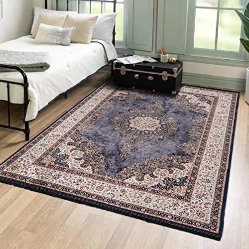 Mazovia Orientalisch Vintage Teppich - 80 x 150 cm - Teppich für Wohnzimmer, Schlafzimmer und Esszimmer, waschmaschinengeeignet und rutschfest, ideal für belebte Bereiche und Allergiker.