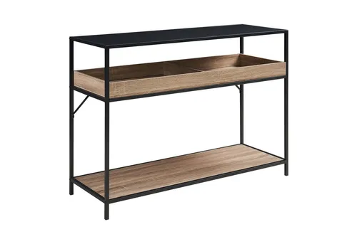 en.casa Konsolentisch, »Belana« 110x40x80 cm mit Stauraum Metallgestell Schwarz/Eicheoptik