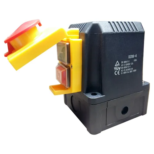 Anbauschalter 400V mit CEE Stecker - Notaus Klappe KEDU KOA1Y - Druckschalter für Innenräume mit Notaus Klappe, ideal für Sicherheit in elektrischen Anwendungen. Maximale Stromstärke 12 A, perfekt für Smart Home und Elektronik.