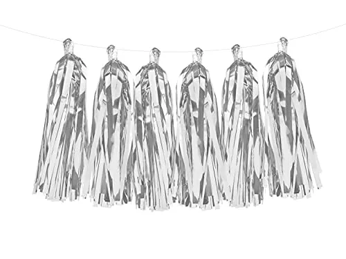 PartyDeco Girlande Quasten Silber | 12Stk./200cm