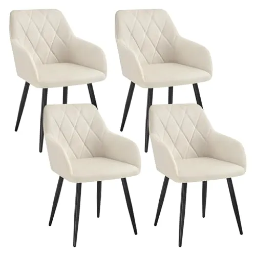 WOLTU 4er Set Esszimmerstühle mit Armlehne - Esszimmerstühle mit ergonomischem Design und hochwertigem Samtbezug, bieten hohen Sitzkomfort und eine Tragfähigkeit von bis zu 150 kg.