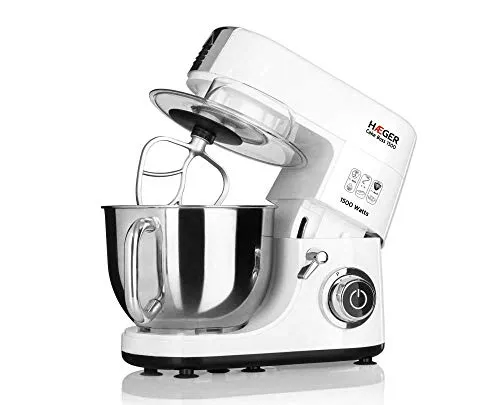 Haeger BL-15B.012A Profi-Knetmaschine Cake Boss mit 1500 W Leistung, Kapazität 6 l, 6 Geschwindigkeiten, drehbare Schüssel aus Edelstahl mit Griffen, Impulsfunktion