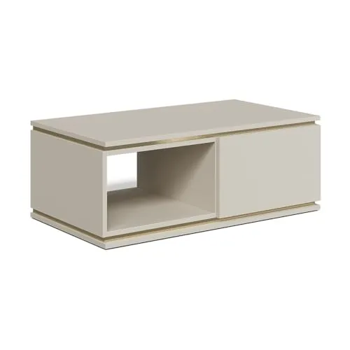 Vicco Couchtisch Linette in Cashmere, 90 x 50 cm - Moderner Couchtisch mit praktischer Schublade und Push-to-Open-Funktion. Ideal für stilvolle Aufbewahrung und vielseitige Nutzung im Wohnzimmer. Pflegeleichte Oberfläche für einfache Reinigung.