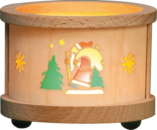Teelichtlaterne Ring gefräst mit Santa Motiv - Bunte Teelichthalter aus Holz, ideal für stimmungsvolle Beleuchtung und gemütliche Abende. Handgefertigt in Deutschland, perfekte Ergänzung für jede Dekoration.