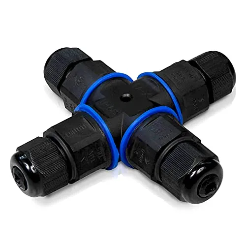 Outdoor Kabelverbinder | Kreuz Verbinder für 3 Ausgänge | IP68 | 3-polig | Abzweigdose Verbindungsbox Verbindungsmuffe | Wasserdicht | für 4-9,5mm Kabeldurchmesser