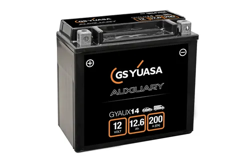 Yuasa Stützbatterie 12Ah GYAUX14 BackUp YBXAX14 12V - AGM Starterbatterie mit 12Ah, wartungsfrei und ideal für Start-Stopp-Fahrzeuge, passend für viele PKW-Modelle.