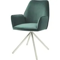 Esszimmerstuhl MCW-G67 - drehbarer Küchenstuhl mit Armlehne - Stühle aus hochwertigem Samt in elegantem Grün, 90° drehbar für optimalen Komfort, ideal für stilvolle Esszimmer.