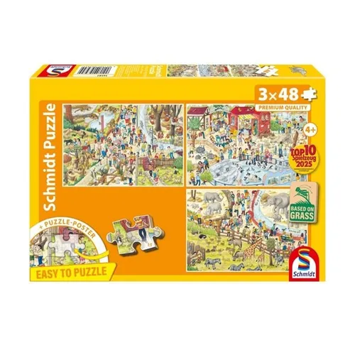 Schmidt Spiele Puzzle Spaß im Zoo 3 x 48 Teile