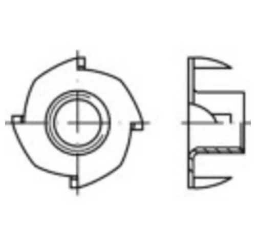 TOOLCRAFT 159329 Einschlagmuttern M8 - 100er Multipack - Hochwertige Einschlagmuttern aus galvanisch verzinktem Stahl, ideal für sichere Verbindungen in Holz und anderen Materialien. Perfekt für Heimwerker und Profis.