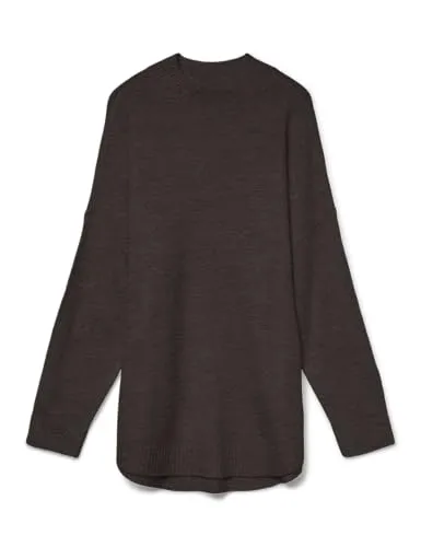 Vero Moda Strickpullover VMPlaza - Melange in Dunkelbraun - Pullover aus recycelten Materialien, lockere Passform und langärmlig, ideal für nachhaltige Modebewusste.