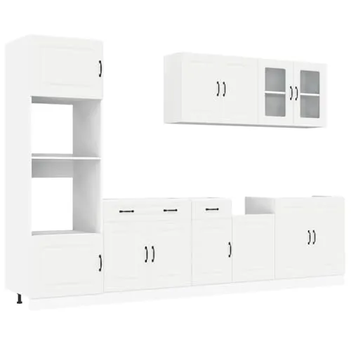 vidaXL 7-TLG. Küchenschrank-Set Kalmar Weiß - Küchenzeilen mit elegantem Design, viel Stauraum und langlebigem Holzwerkstoff – ideal für eine moderne und funktionale Küche!