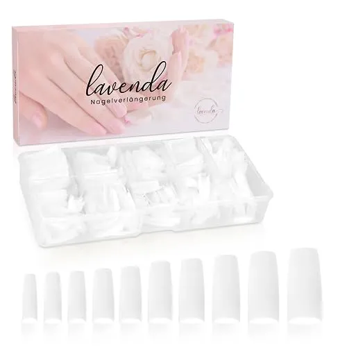 Lavenda® Nagel Tipps Künstliche Nägel Zum Aufkleben 500 Stück Fake Nails - Stabile Tips Für Gelnägel - Nail Tips Mit Nagelstudioqualität (weiß)