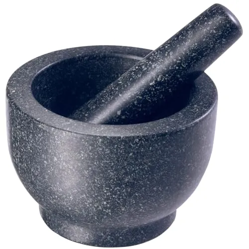 GOURMEO Mörser mit Stößel - Granit Set für perfekte Mahlergebnisse - Mörser & Stößel Sets: Aus massivem Granit, mit aufgerauter Innenseite für optimale Ergebnisse und sicherem Stand dank 2,7 kg Gewicht.