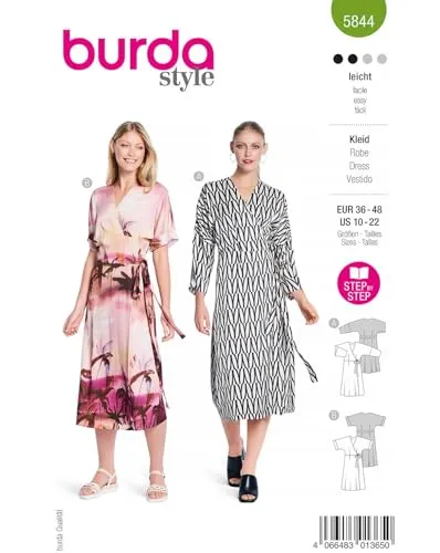 burda Papier-Schnitt Wickelkleider #5844 Gr.36-48