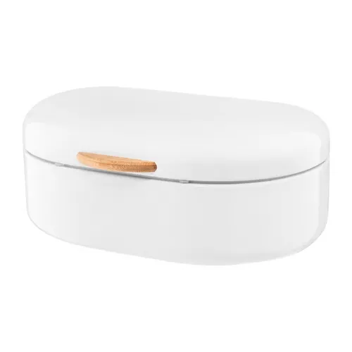 Brotkasten aus Stahl mit Holzgriff in weiß von Ambition