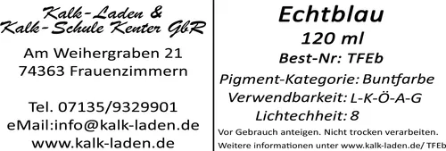 Farbpigment Echtblau, 120 ml im Becher, Buntfarbe, Trockenfarbe