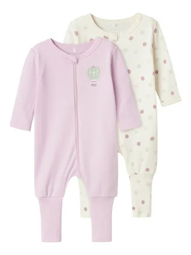 Name It Schlafoverall NBFNIGHTSUIT 2P ZIP FF JET DOT - Herren-Nachtwäsche aus 51% Bio-Baumwolle, atmungsaktiv und bequem für erholsame Nächte.