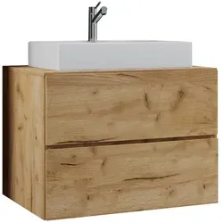 Mid.you Waschtischkombi VCM Lendas 80 cm - Badmöbel-Set in Honigeiche, hängend mit 2 geräumigen Schubladen für optimalen Stauraum und modernes Design im Badezimmer.