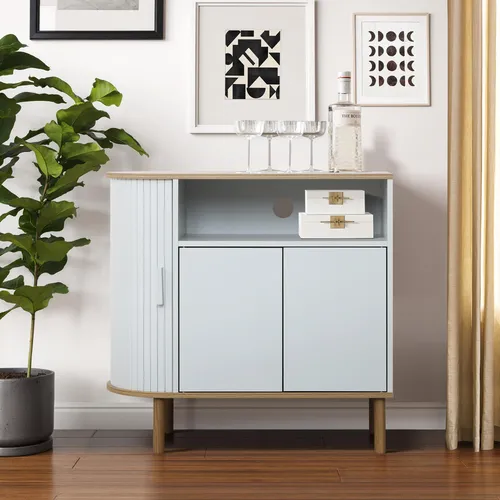 Modern Holz Sideboard Grau Weiß Kommode mit 2 Türen fürs Wohnzimmer, Esszimmer, Küche,Flur und Schlafzimmer 80 cm Breit