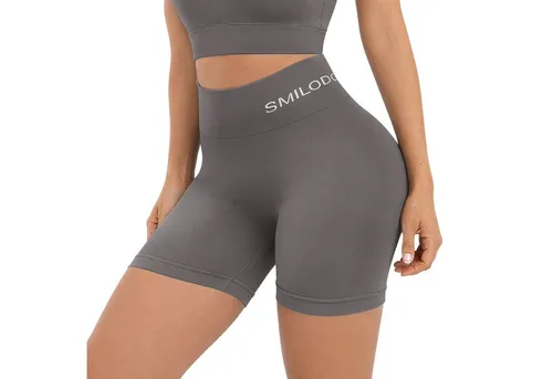 Smilodox Shorts Azura, Seamless Booty Scrunch Radlerhose mit Schriftzug Yoga & Gym Push Up High Waist Hotpants Blickdicht Shaped Fit Fitness Alltag