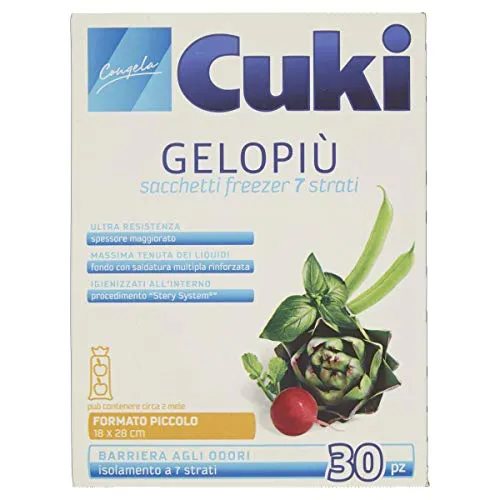 Cuki BPA-freie Gefrierbeutel, Reißverschluss, Heißversiegelt, Kunststoff, 18 x 28 cm, 30 Stück