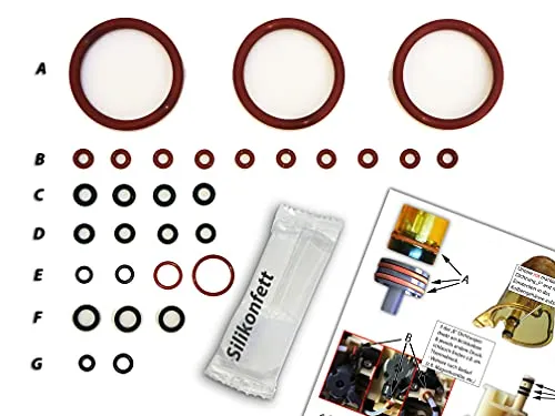 Dichtungen/Wartungsset (XL) für DeLonghi ECAM/ETAM Brühgruppe - Brüheinheiten: Hochwertiges Dichtungsset für die Wartung Ihrer ECAM-Maschine, inklusive Online-Video und bebildertem Faltblatt für einfachen Austausch!