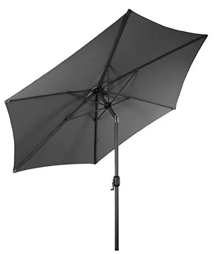 Spetebo Alu Sonnenschirm 250 cm mit Knickgelenk und Kurbel - grau - Sonnenschirm mit 250 cm Durchmesser, verstellbarem Neigungswinkel und stabiler Kurbel für einfachen Gebrauch. Ideal für Garten und Terrasse.