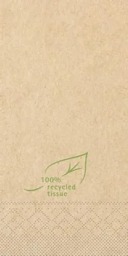 Mank Tissue Serviette aus Recycled Tissue in Naturbraun, Servietten für die Gastronomie, Hochzeiten oder Events (100, 40 x 40 cm, 1/8-Falz)