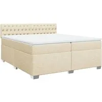 vidaXL Boxspringbett mit Matratze 200x200 cm Creme - Komfortables Boxspringbett mit Taschenfederkernmatratze für optimalen Halt und erholsamen Schlaf. Abnehmbarer Bezug für einfache Pflege und strapazierfähiges Polyestergewebe für langanhaltende Nutzung.